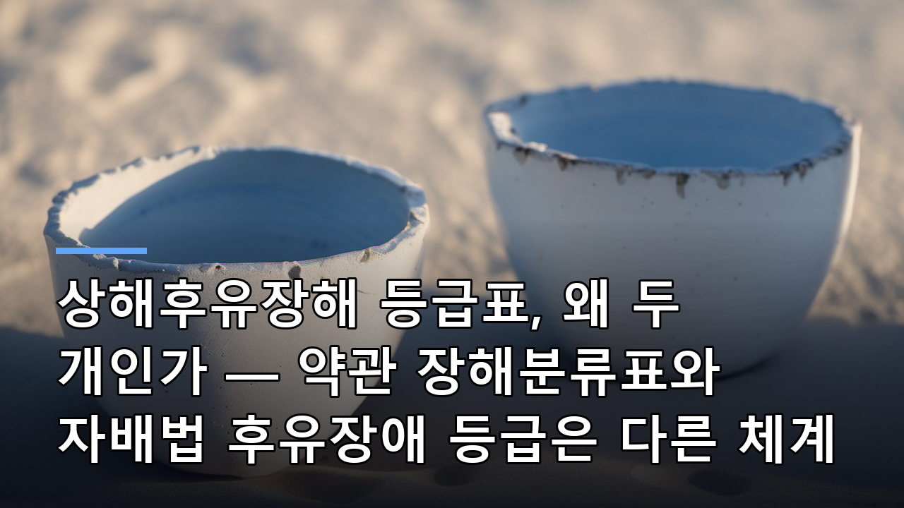 상해후유장해 등급표, 왜 두 개인가 — 약관 장해분류표와 자배법 후유장애 등급은 다른 체계