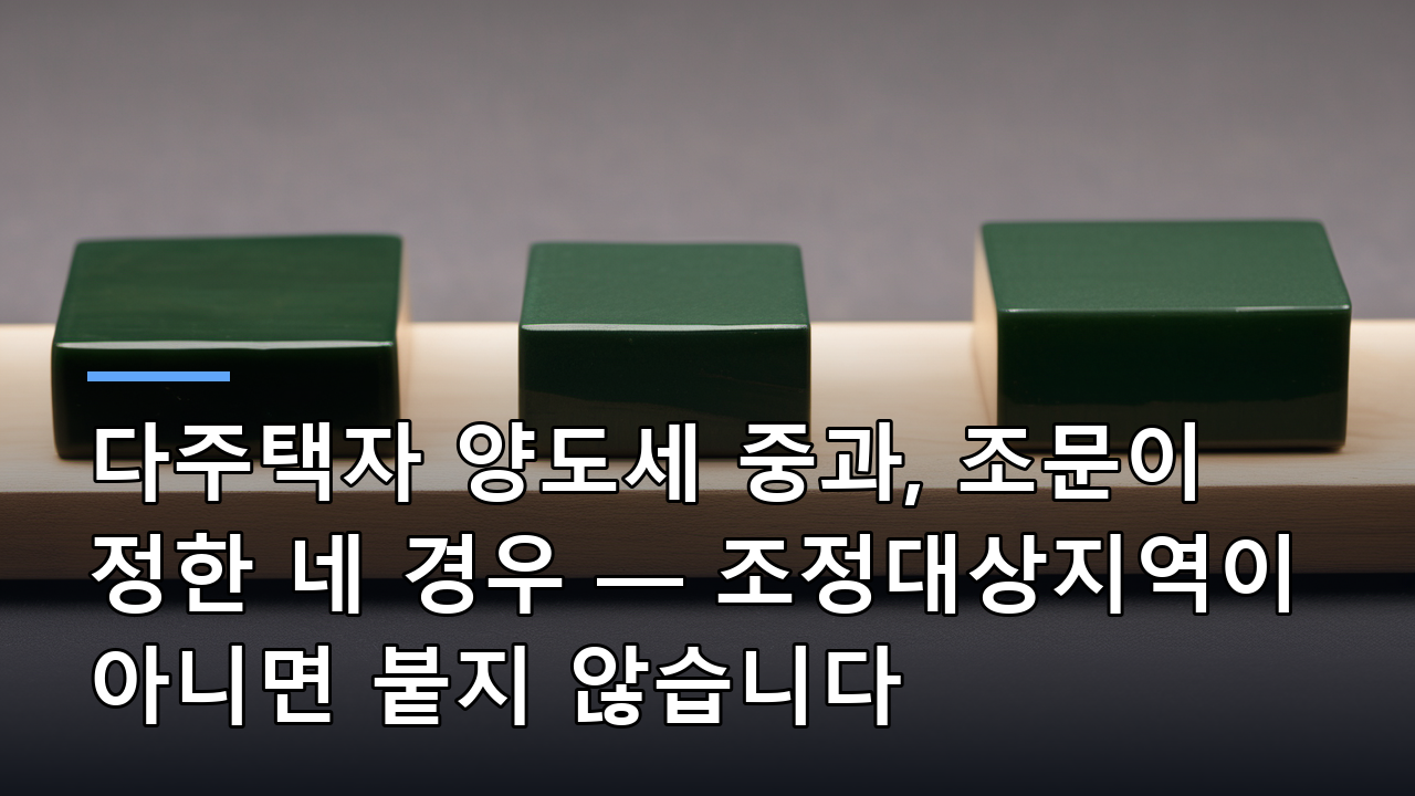 다주택자 양도세 중과, 조문이 정한 네 경우 — 조정대상지역이 아니면 붙지 않습니다