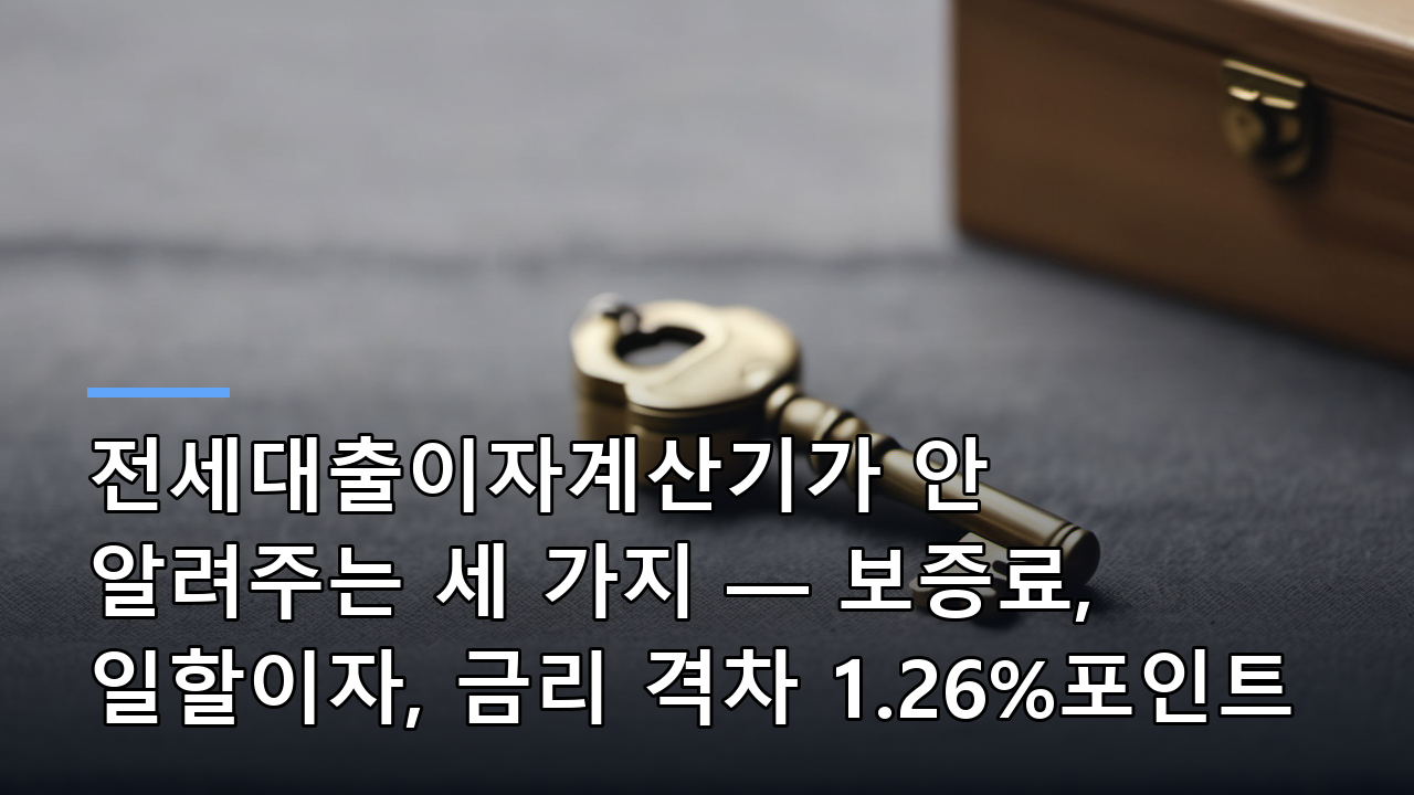 전세대출이자계산기가 안 알려주는 세 가지 — 보증료, 일할이자, 금리 격차 1.26%포인트