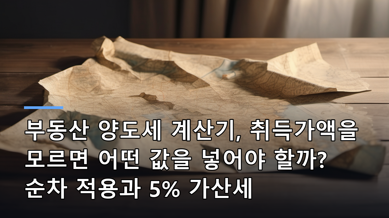부동산 양도세 계산기, 취득가액을 모르면 어떤 값을 넣어야 할까? 순차 적용과 5% 가산세