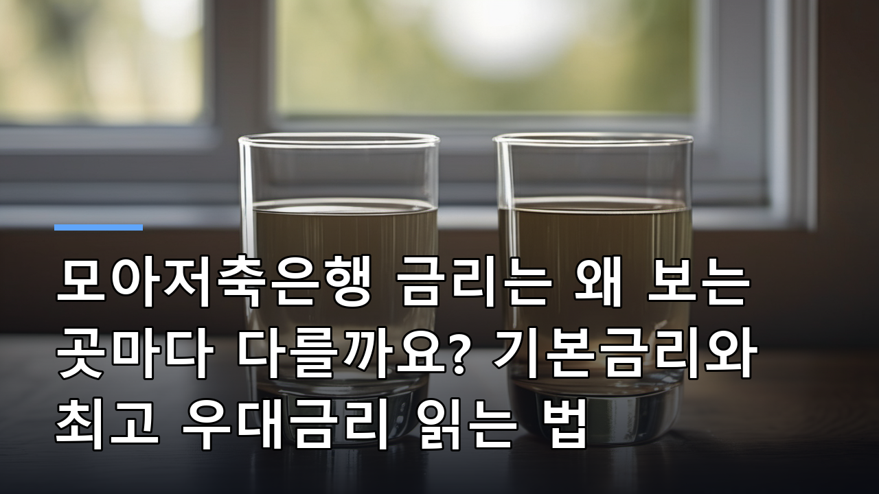 모아저축은행 금리는 왜 보는 곳마다 다를까요? 기본금리와 최고 우대금리 읽는 법