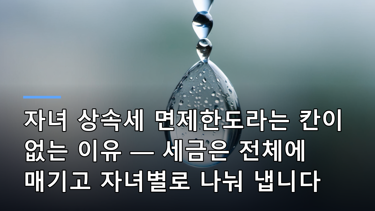 자녀 상속세 면제한도라는 칸이 없는 이유 — 세금은 전체에 매기고 자녀별로 나눠 냅니다