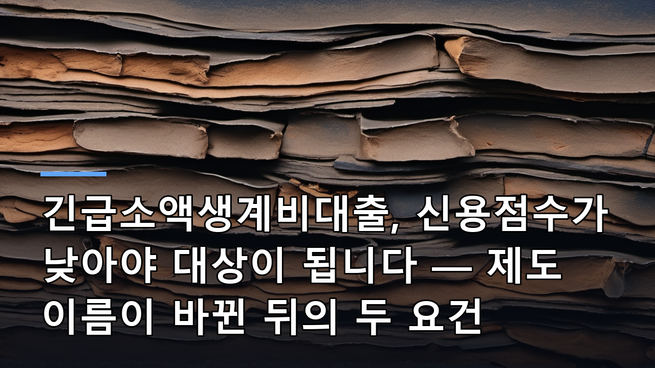 긴급소액생계비대출, 신용점수가 낮아야 대상이 됩니다 — 제도 이름이 바뀐 뒤의 두 요건