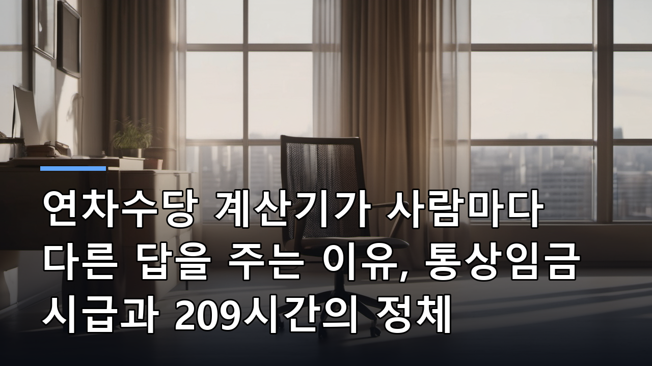 연차수당 계산기가 사람마다 다른 답을 주는 이유, 통상임금 시급과 209시간의 정체