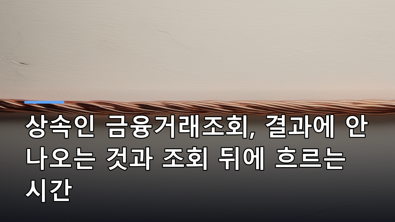 상속인 금융거래조회, 결과에 안 나오는 것과 조회 뒤에 흐르는 시간