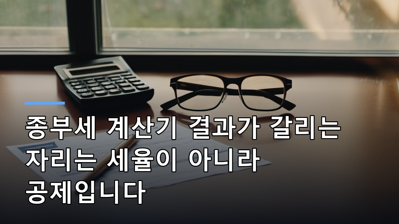 종부세 계산기 결과가 갈리는 자리는 세율이 아니라 공제입니다