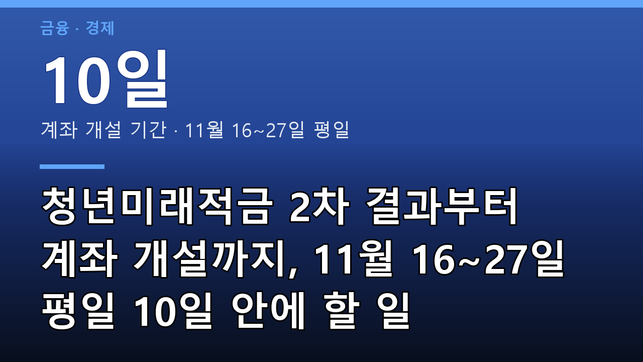 청년미래적금 2차 결과부터 계좌 개설까지, 11월 16~27일 평일 10일 안에 할 일